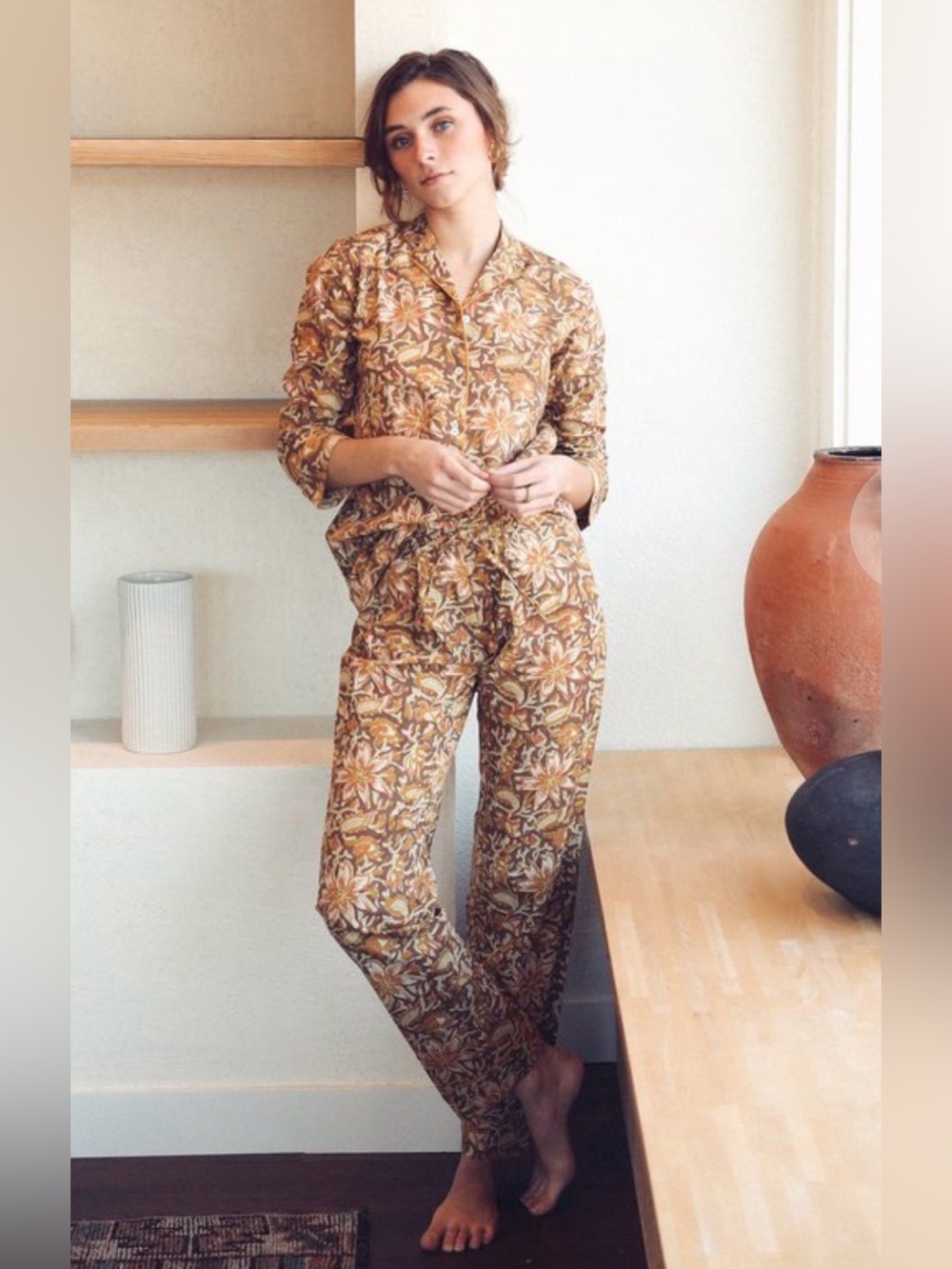 Mille Resort & Travel NWT Rosalind Pajama Set in Golden Hour Size L